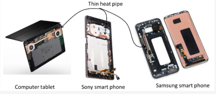 在轻薄平板电脑与手机中使用薄热管的部分案例
